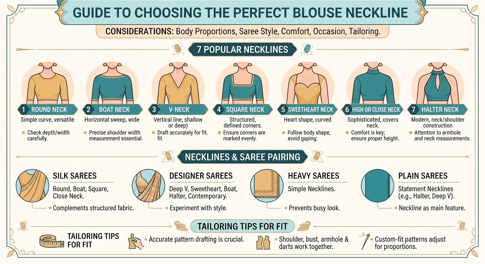 How to Choose the Right Blouse Neckline for Your Body Shape